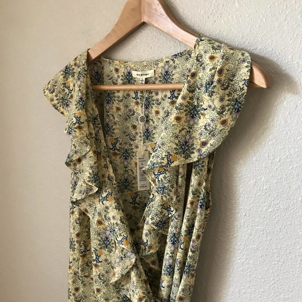 Max Studio Patterned Ruffle Wrap Midi Dress - Picture 5 of 6